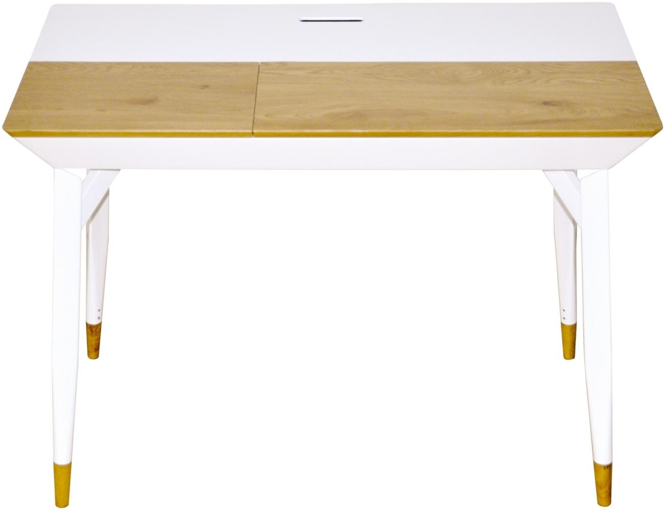 'Baris' Schreibtisch mit 2 Schubladen, matt weiß/ Wildeiche Dekor, 76 x 55 x 105 cm Bild 1