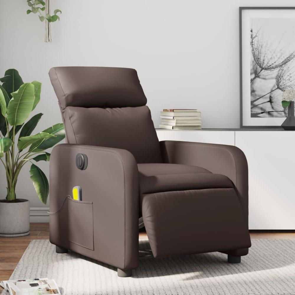 vidaXL Massagesessel Elektrisch Braun Kunstleder Bild 1