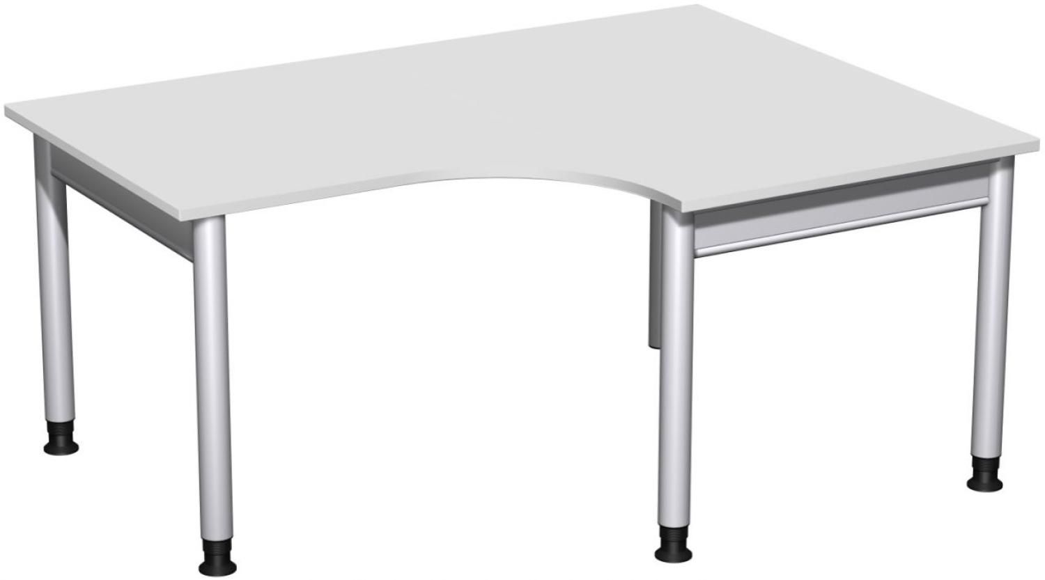 PC-Schreibtisch '4 Fuß Pro' rechts, höhenverstellbar, 160x120cm, Lichtgrau / Silber Bild 1