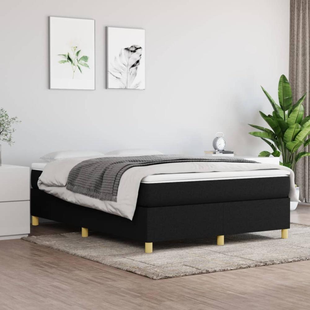 vidaXL Boxspringbett mit Matratze Schwarz 140x200 cm Stoff Bild 1