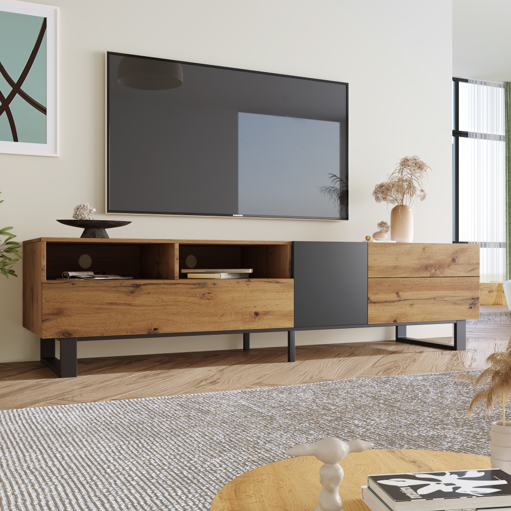 Merax Lowboard, Fernsehtisch TV Board, TV- Lowboard aus Holz, Breite 180 cm Bild 1