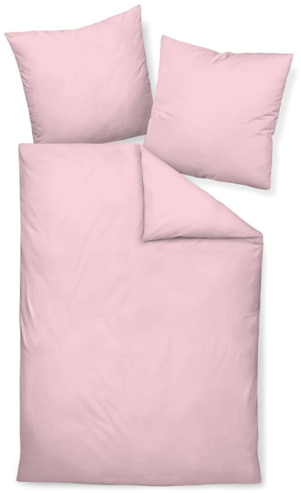 Janine Mako Satin Bettwäsche 2 teilig Bettbezug 155 x 200 cm Kopfkissenbezug 80 x 80 cm Colors 31001-11 rosa Bild 1