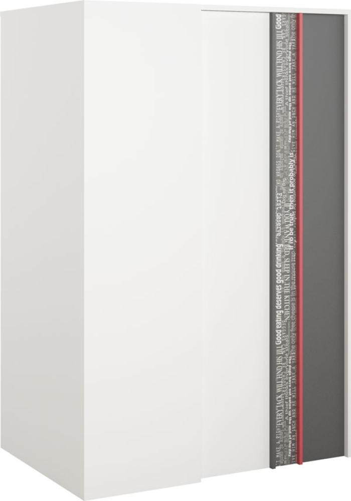 Kleiderschrank "Philosophy" Drehtürenschank 130cm begehbar rechts weiß graphit rot mit Schrift Print Bild 1