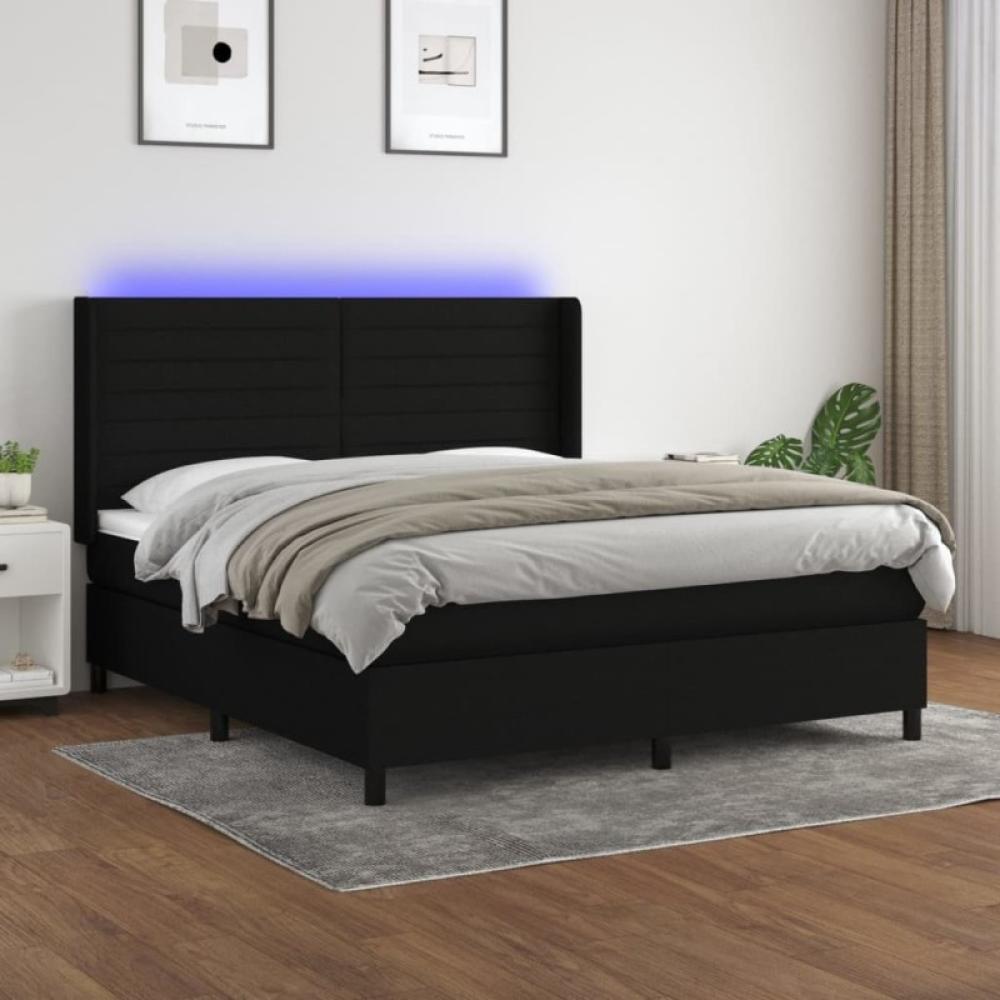 Boxspringbett mit Matratze & LED Schwarz 180x200 cm Stoff (Farbe: Schwarz) Bild 1