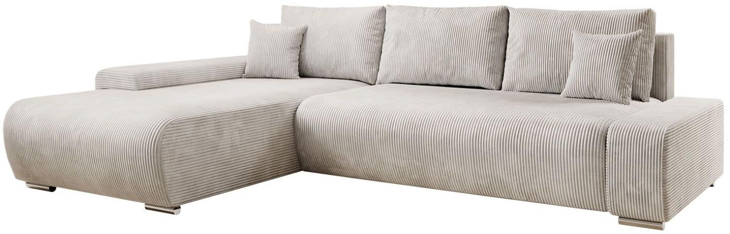 Juskys Sofa Iseo Links mit Schlaffunktion - Stoff Couch L Form für Wohnzimmer, bequem, ausziehbar - Schlafsofa Ecksofa Eckcouch Schlafcouch Beige Bild 1