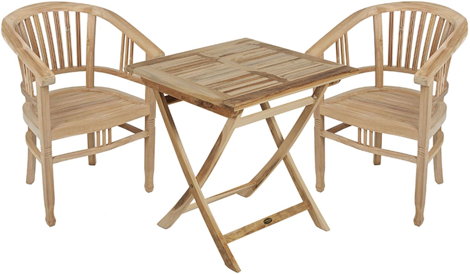 3-teilige Sitzgruppe Tischgruppe Garten Armsessel Klapptisch Holz Bild 1
