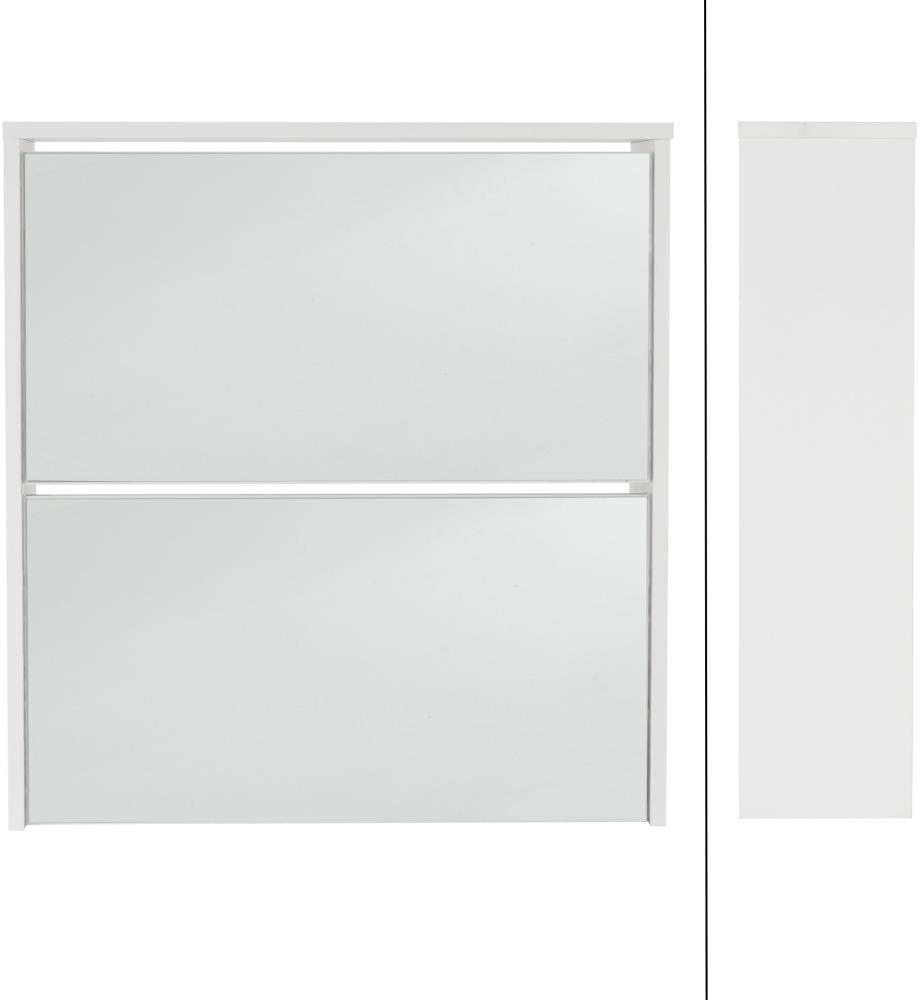 Schuhschrank mit zwei Fächern und Spiegel 63x17x67 cm Weiß aus Holz ML-Design Bild 1