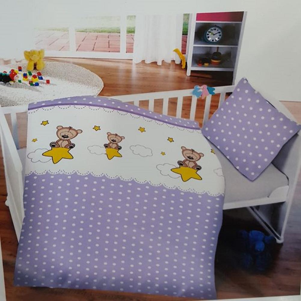 Baby Bettwäsche 'Bär und Sterne' 100 x 135 cm 100% Baumwolle Bild 1