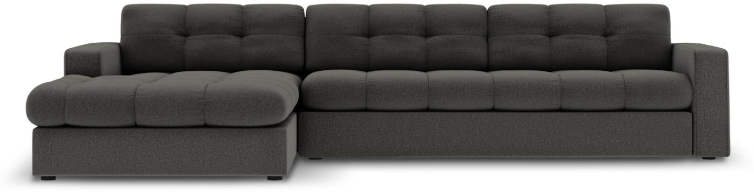Micadoni 4-Sitzer Ecke links Sofa Justin | Bezug Dark Grey | Beinfarbe Black Plastic Bild 1