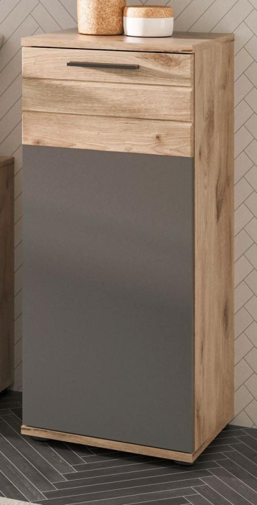 Badezimmer Unterschrank Mason in Eiche und grau 37 x 87 cm Bild 1