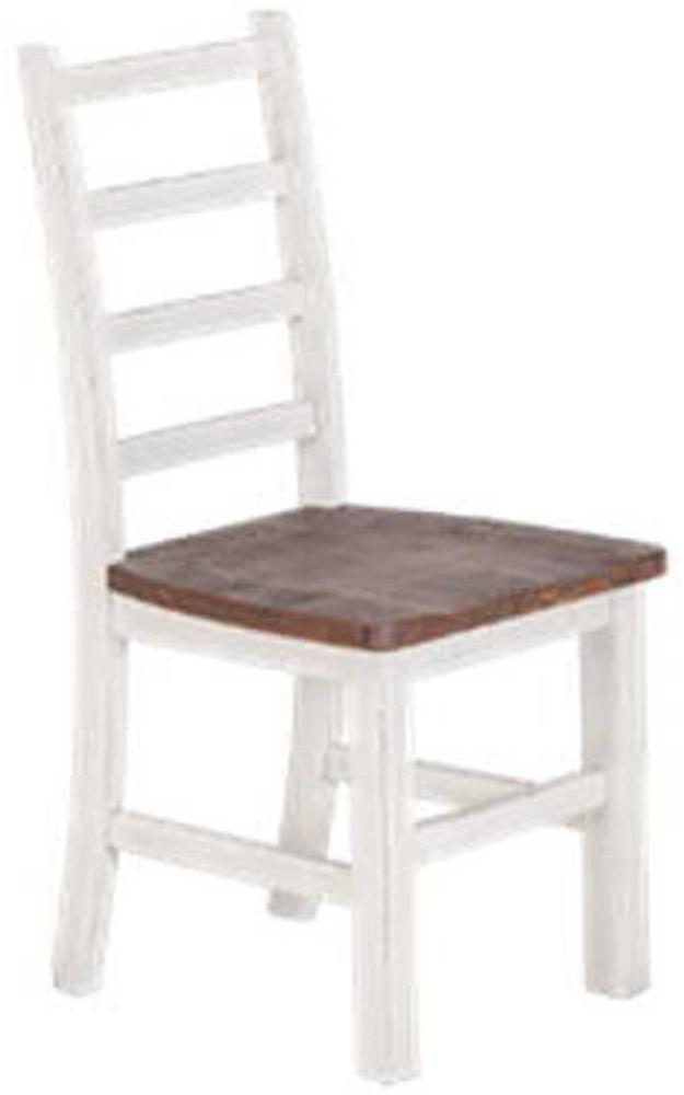 Stuhl Dover 2er Set Weiß Braun Massivholz Bild 1