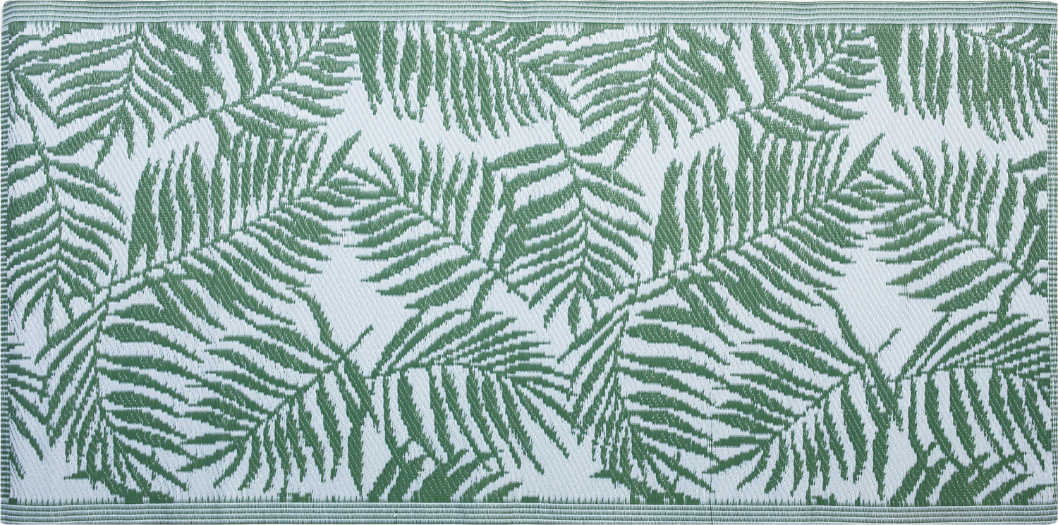 Outdoor Teppich dunkelgrün 90 x 150 cm Palmenmuster zweiseitig Kurzflor KOTA Bild 1