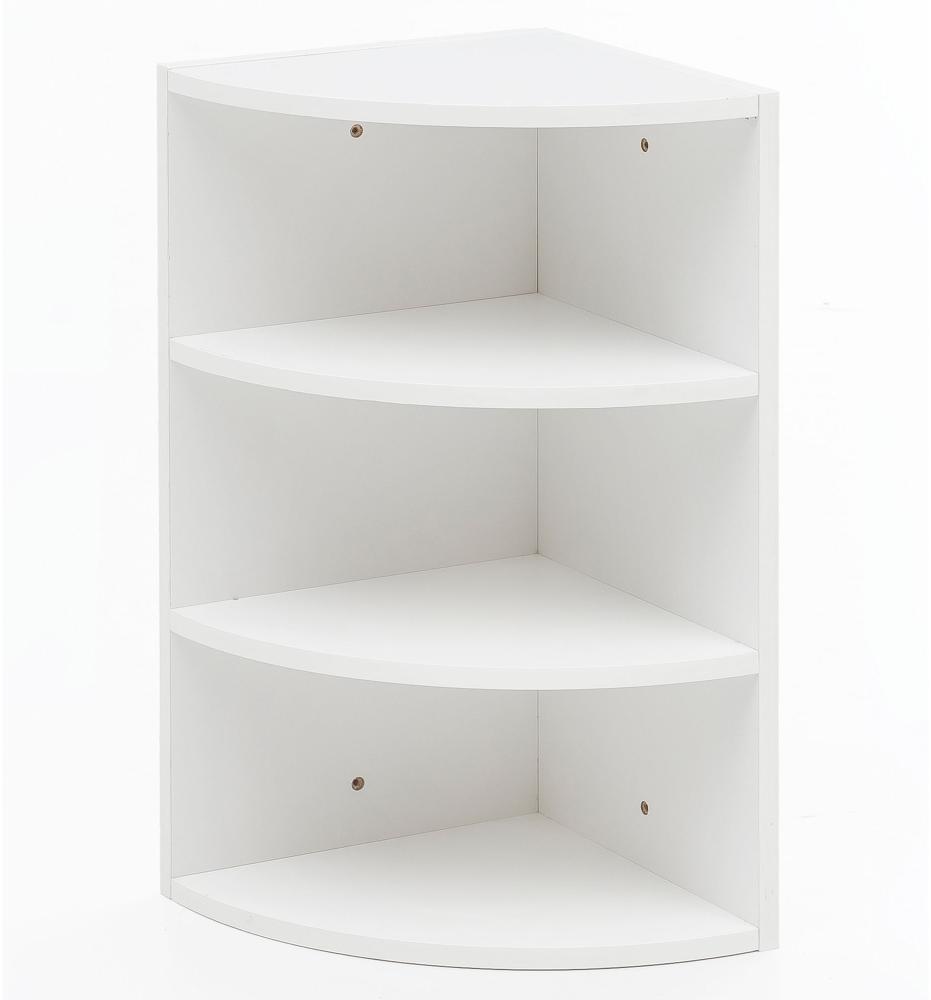 KADIMA DESIGN Eckregal NIDDA - Modernes, schlichtes Regaldesign mit runder Front und viel Stauraum. Farbe: Weiß Bild 1