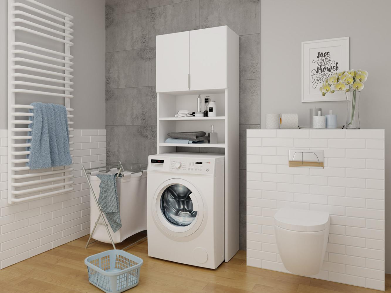 Waschmaschinenumbauschrank Mosa, Farbe: Weiß Bild 1