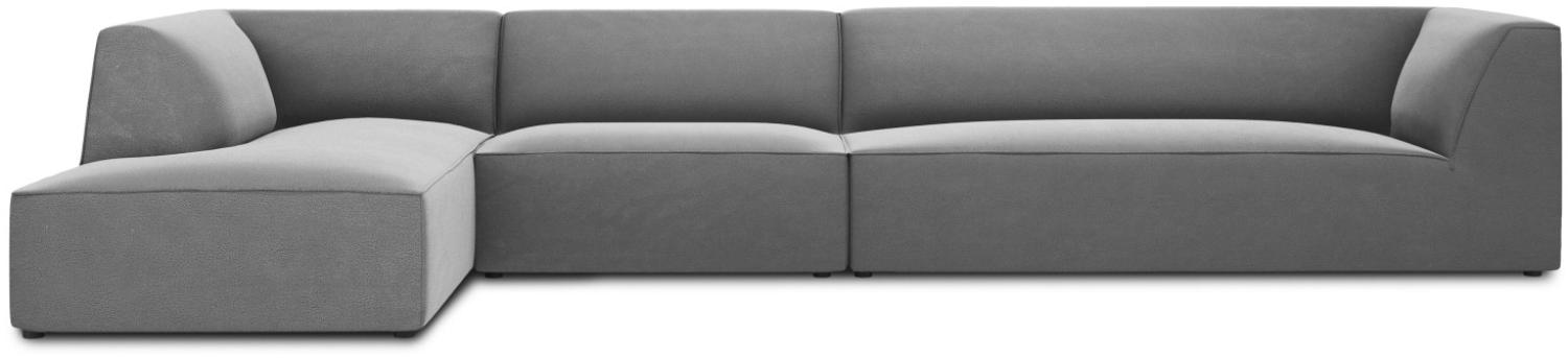 Micadoni 5-Sitzer Samtstoff Modular Ecke links Sofa Ruby | Bezug Grey | Beinfarbe Black Plastic Bild 1