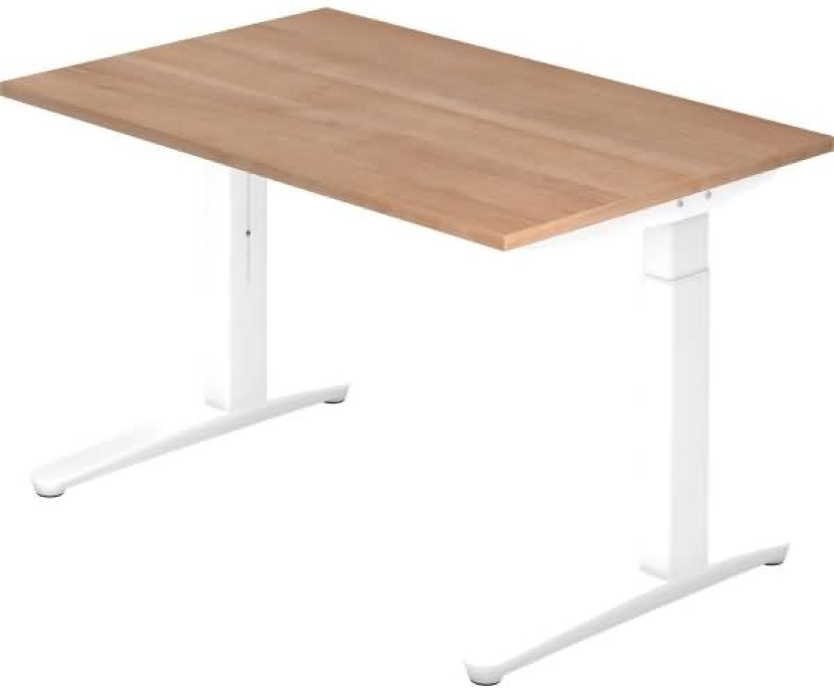 'XB12' Schreibtisch, C-Fuß, 120x80cm, Nussbaum / Weiß Bild 1