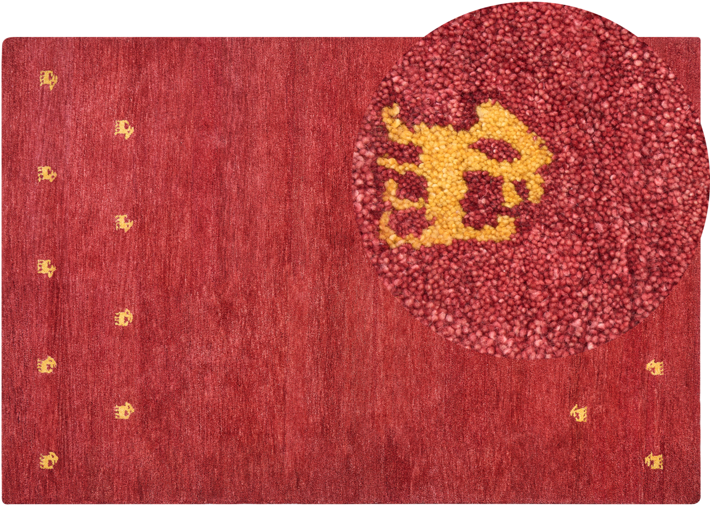 Gabbeh Teppich Wolle rot 200 x 300 cm abstraktes Muster Hochflor YARALI Bild 1