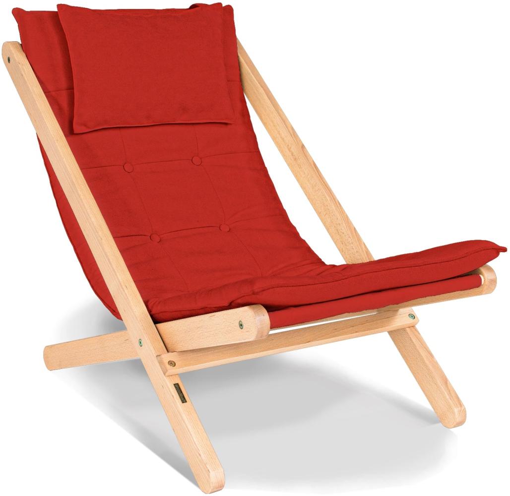 Marior HOME 'ALLEGRO' Liegestuhl mit weichem Sitzpolster, Natürlich, Rot Bild 1