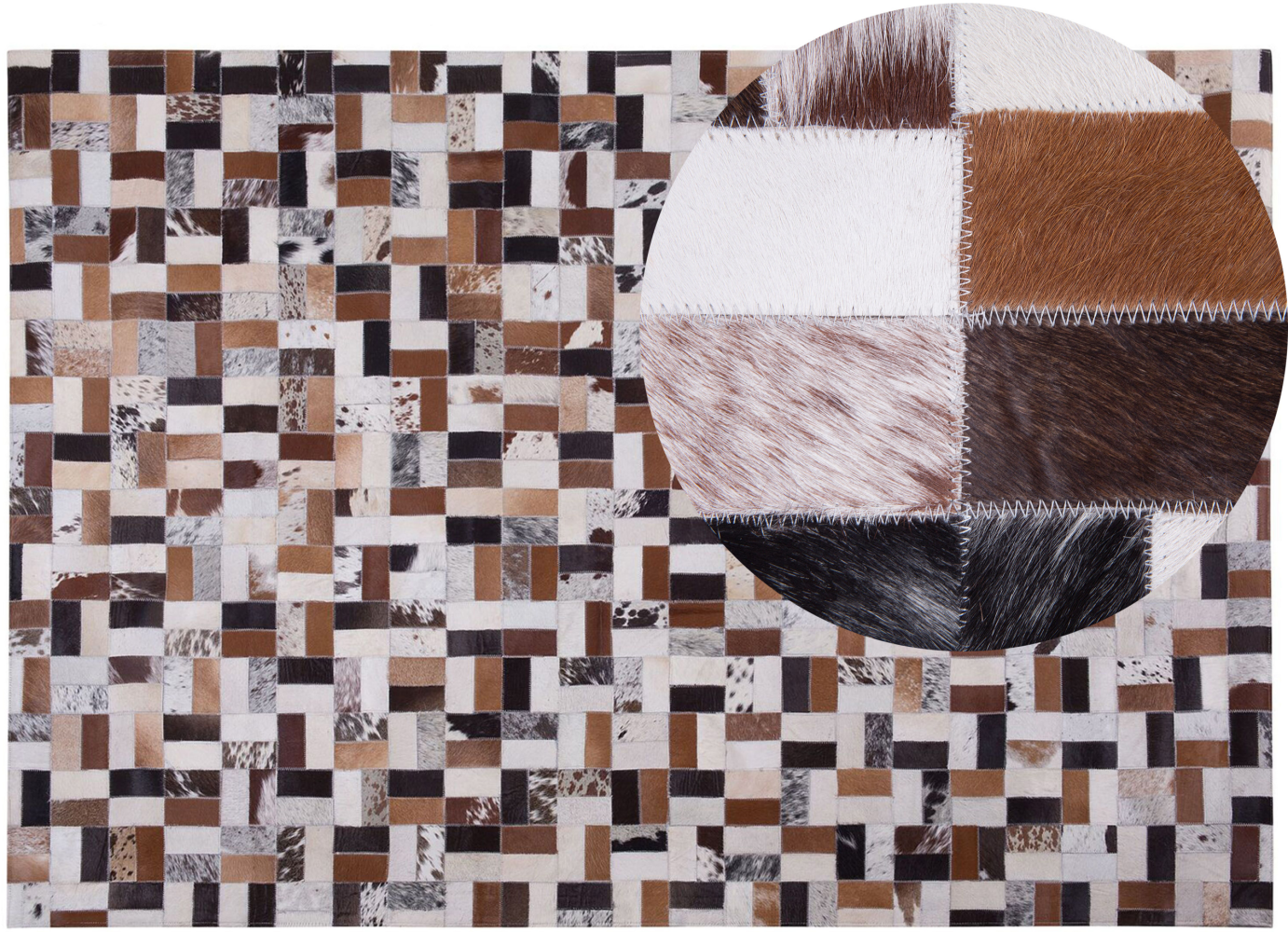 Teppich Kuhfell braun-beige 160 x 230 cm Patchwork CESME Bild 1