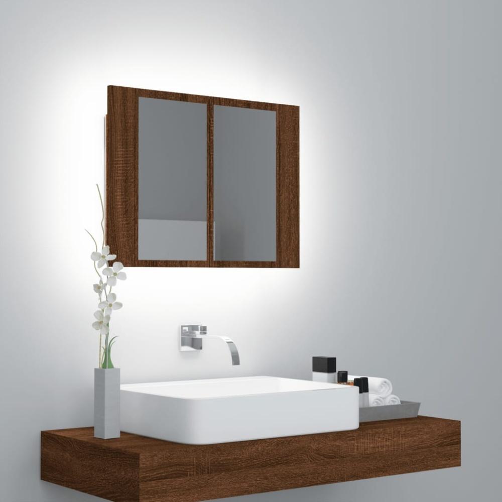 vidaXL LED-Spiegelschrank Braun Eichen-Optik 60x12x45 cm Holzwerkstoff Bild 1