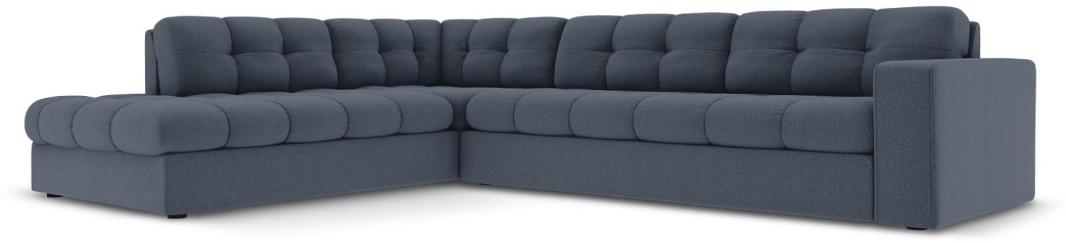 Micadoni 5-Sitzer Ecke links Sofa Justin | Bezug Dark Blue | Beinfarbe Black Plastic Bild 1