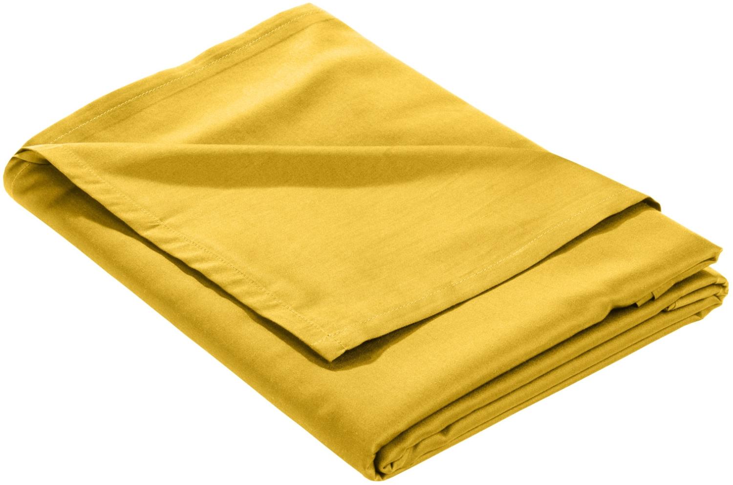 Mako Satin Bettlaken ohne Gummizug gelb 160x260cm Bild 1
