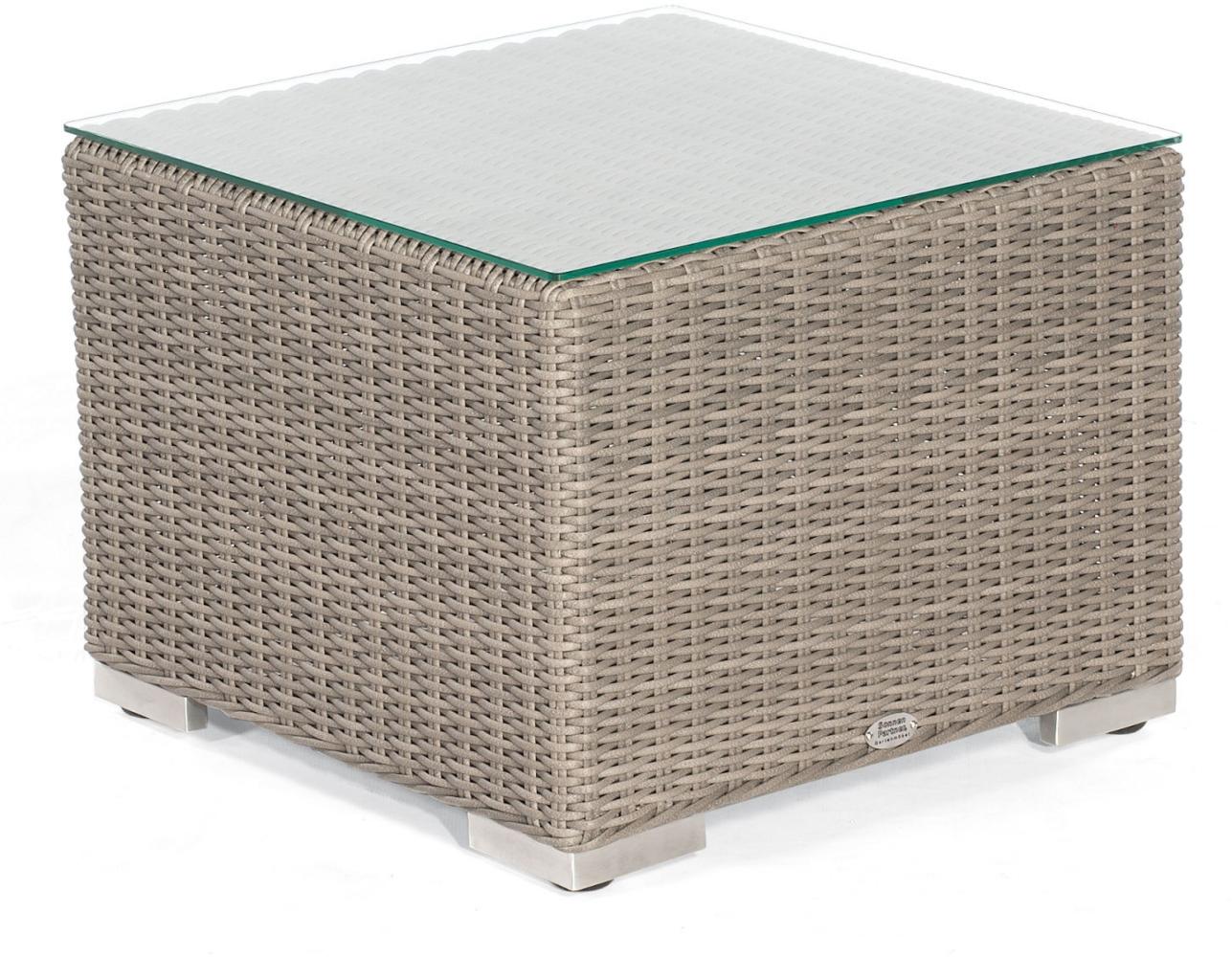 Sonnenpartner Lounge-Tisch Residence 60x60 cm Aluminium mit Polyrattan stone-grey mit Glas Loungetis Bild 1
