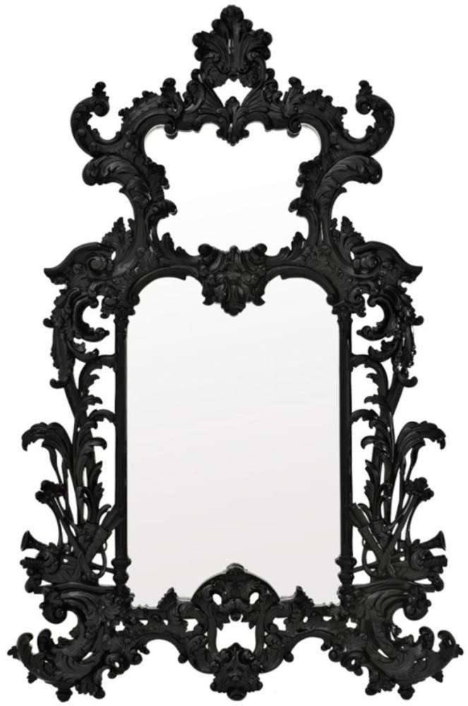 Casa Padrino Luxus Barockstil Wohnzimmer Wandspiegel Schwarz 124 x H. 190 cm - Limited Edition Bild 1