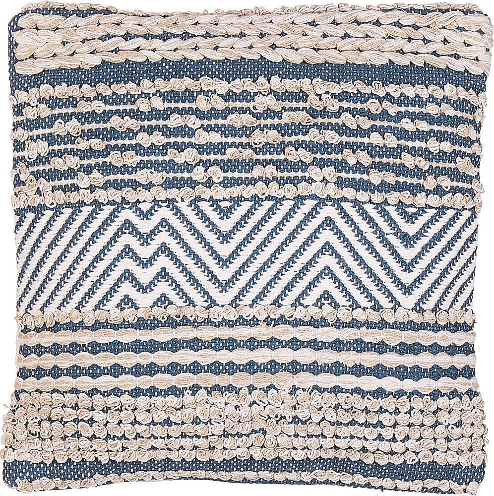 Dekokissen geometrisches Muster beige blau 45 x 45 cm DEWBERRY Bild 1