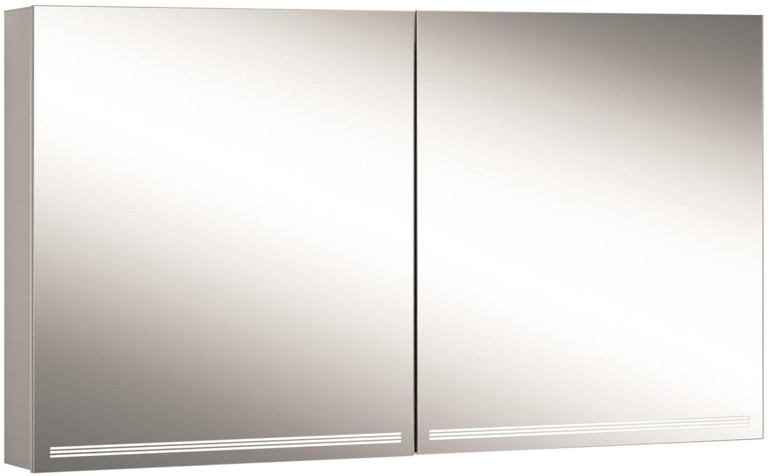 Schneider GRACELINE LED Lichtspiegelschrank, 2 Doppelspiegeltüren, 130x70x12cm, 116. 530, Ausführung: EU-Norm/Korpus silber eloxiert - 116. 530. 02. 50 Bild 1