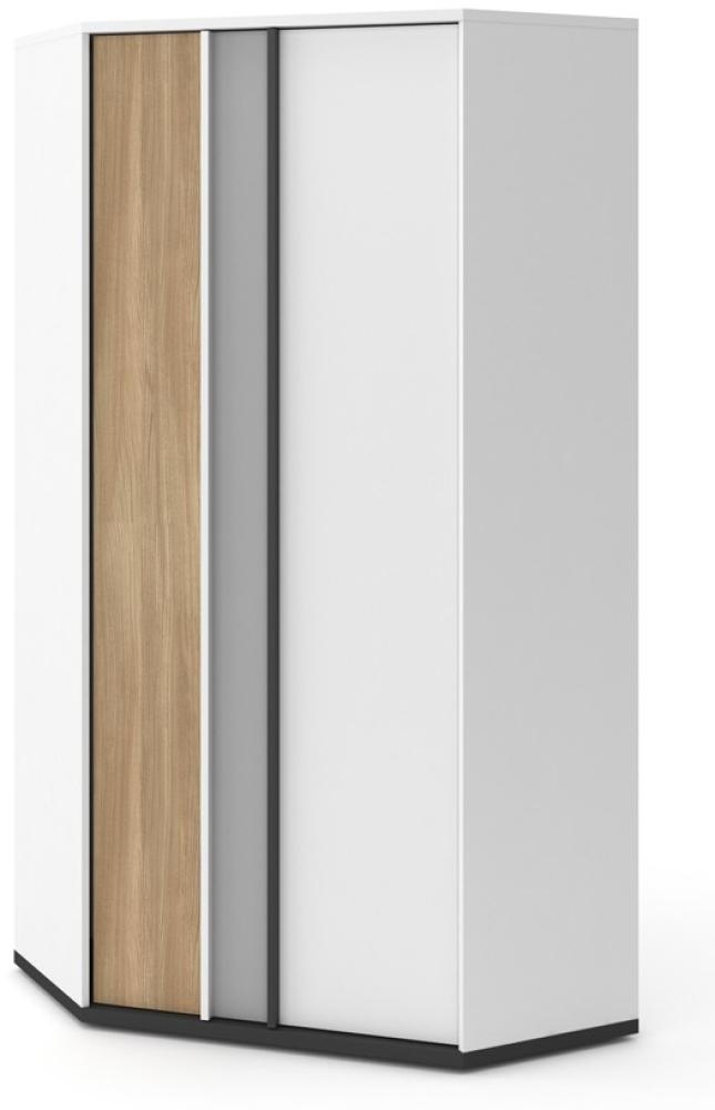 Eckschrank "Imola" Kleiderschrank 95cm weiß graphit grau Salisbury Eiche Bild 1