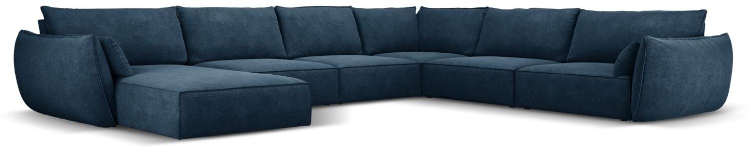 Micadoni 8-Sitzer Panorama Ecke rechts Sofa Kaelle | Bezug Royal Blue | Beinfarbe Black Plastic Bild 1