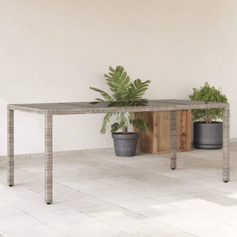 vidaXL Gartentisch mit Glasplatte Grau 190x90x75 cm Poly Rattan Bild 1