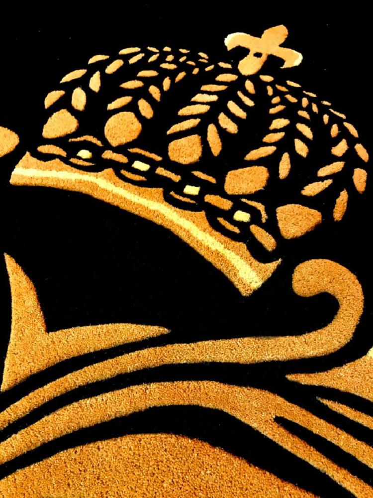 Pompöös by Casa Padrino Luxus Teppich von Harald Glööckler - ALLE GRÖßEN - Krone Schwarz / Gold - Barock Design Teppich - Handgewebt aus Wolle Bild 1