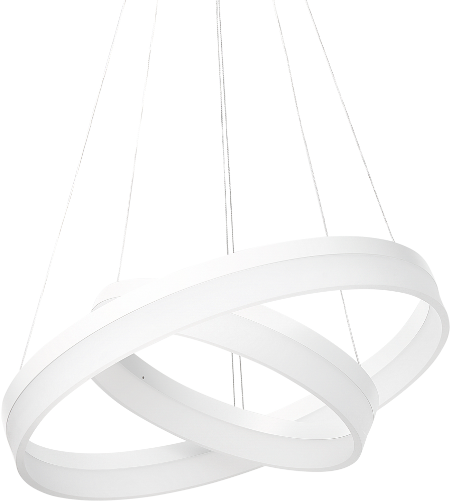 'Puzi' Hängelampe LED Weiß Metall 2-flammig Pendelleuchte für Esszimmer für Schlafzimmer für Wohnzimmer 112 cm geschwungene Form Bild 1