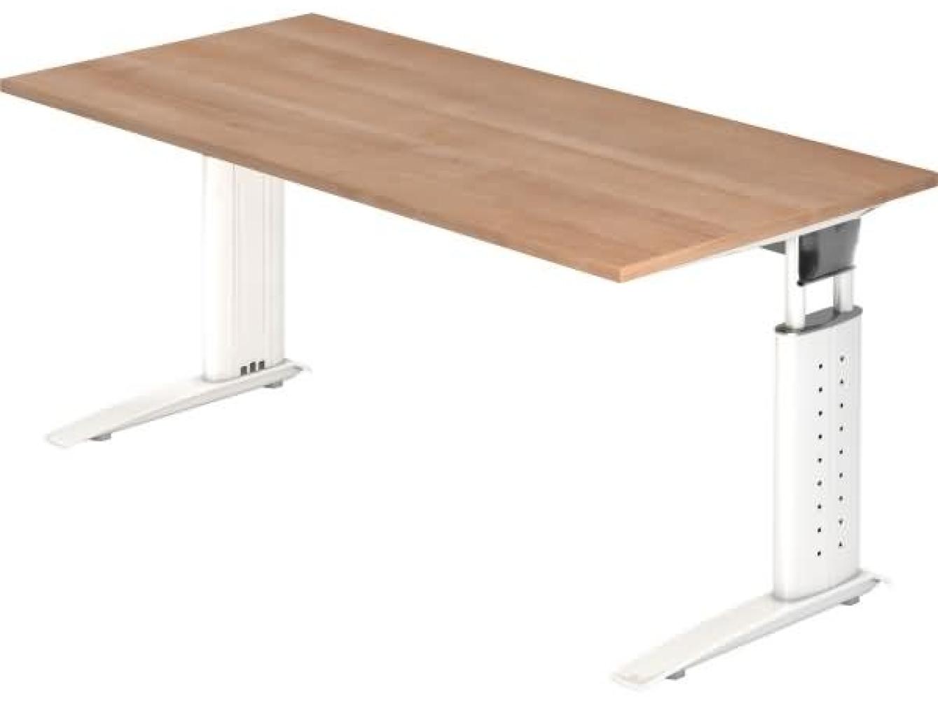 Schreibtisch US16 C-Fuß 160x80cm Nussbaum Gestellfarbe: Weiß Bild 1