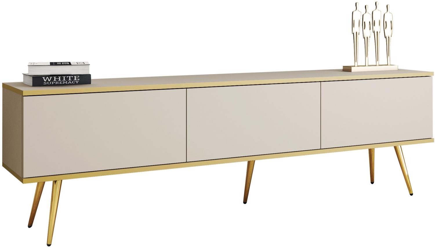 TV Lowboard Orenate 175 mit Füße (Farbe: Beige / Beige + Gold) Bild 1