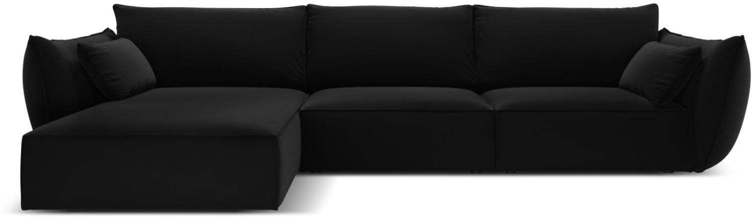 Micadoni 4-Sitzer Samtstoff Ecke links Sofa Kaelle | Bezug Black | Beinfarbe Black Plastic Bild 1