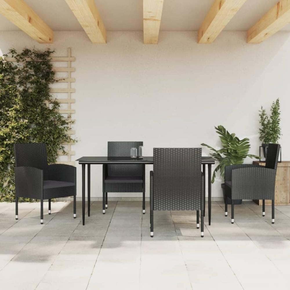 vidaXL 5-tlg. Garten-Essgruppe Schwarz Poly Rattan und Stahl Bild 1