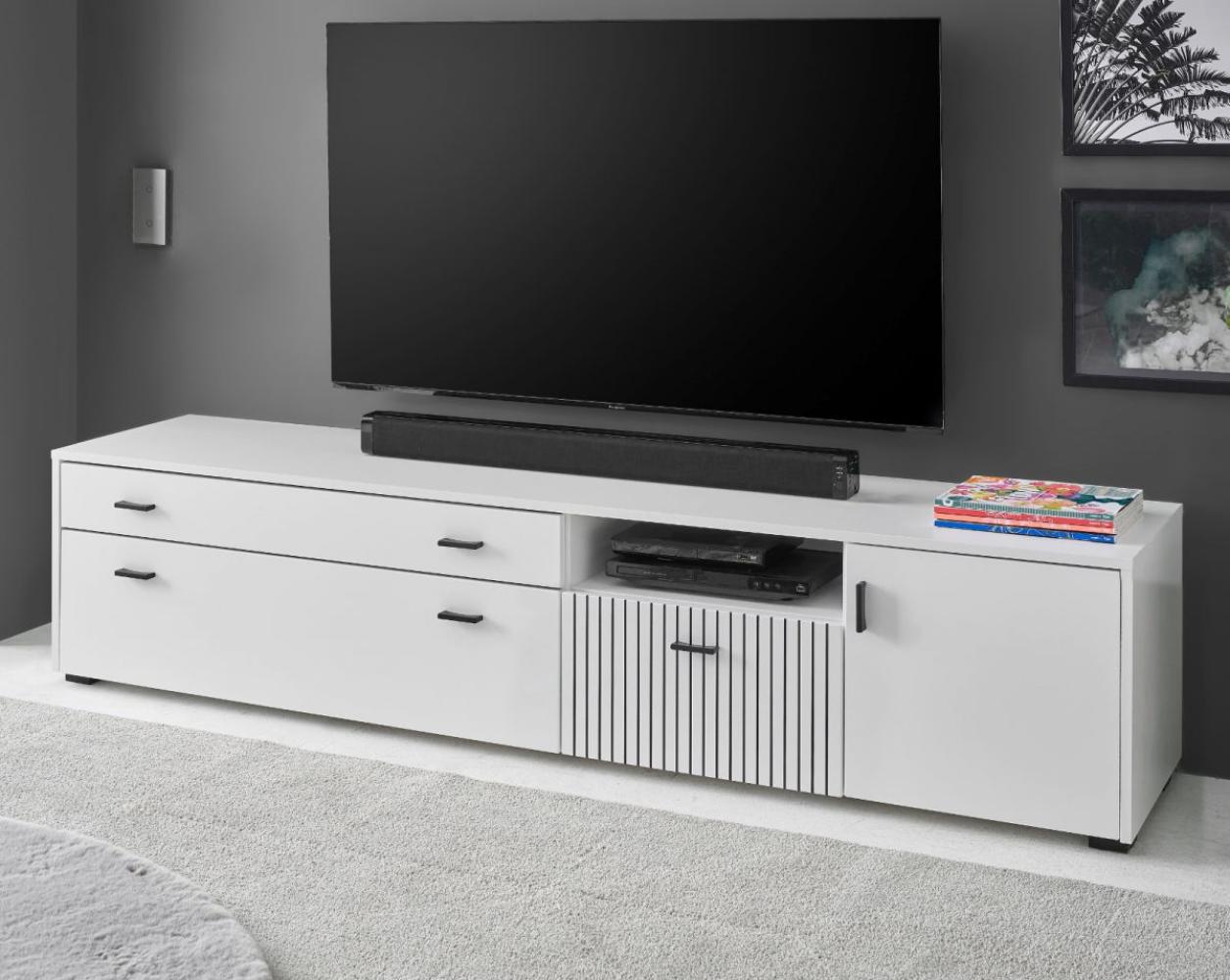 TV-Lowboard Merced in weiß matt 200 cm Bild 1