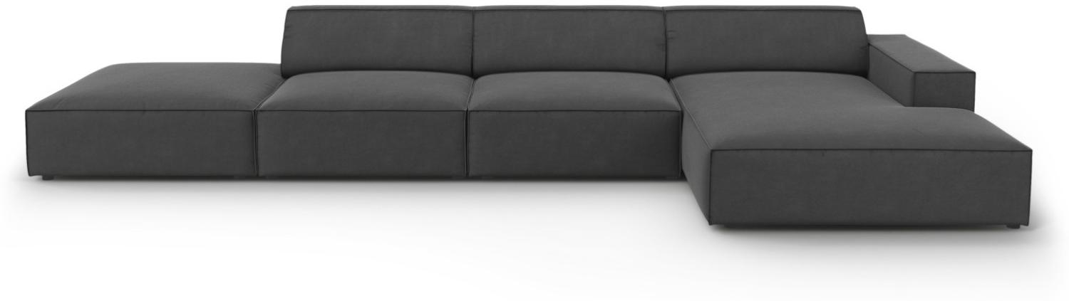 Micadoni 5-Sitzer Samtstoff Ecke rechts Sofa Jodie | Bezug Grey | Beinfarbe Black Plastic Bild 1