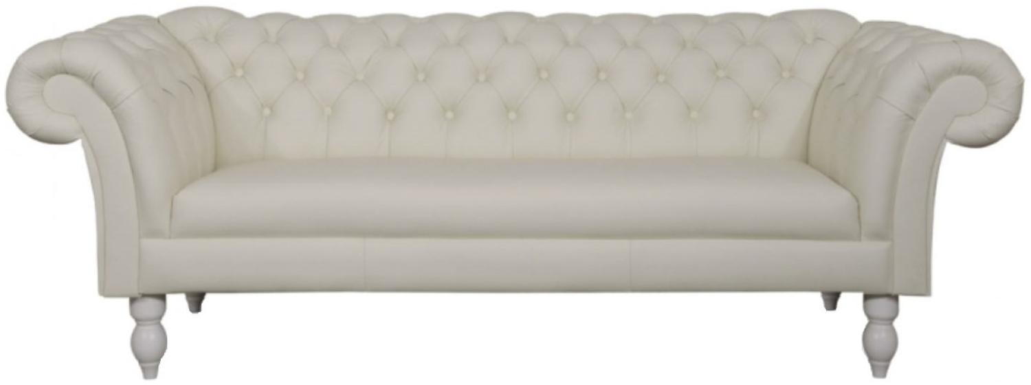 Casa Padrino Luxus Echtleder 3er Sofa Weiß 210 x 90 x H. 80 cm Bild 1
