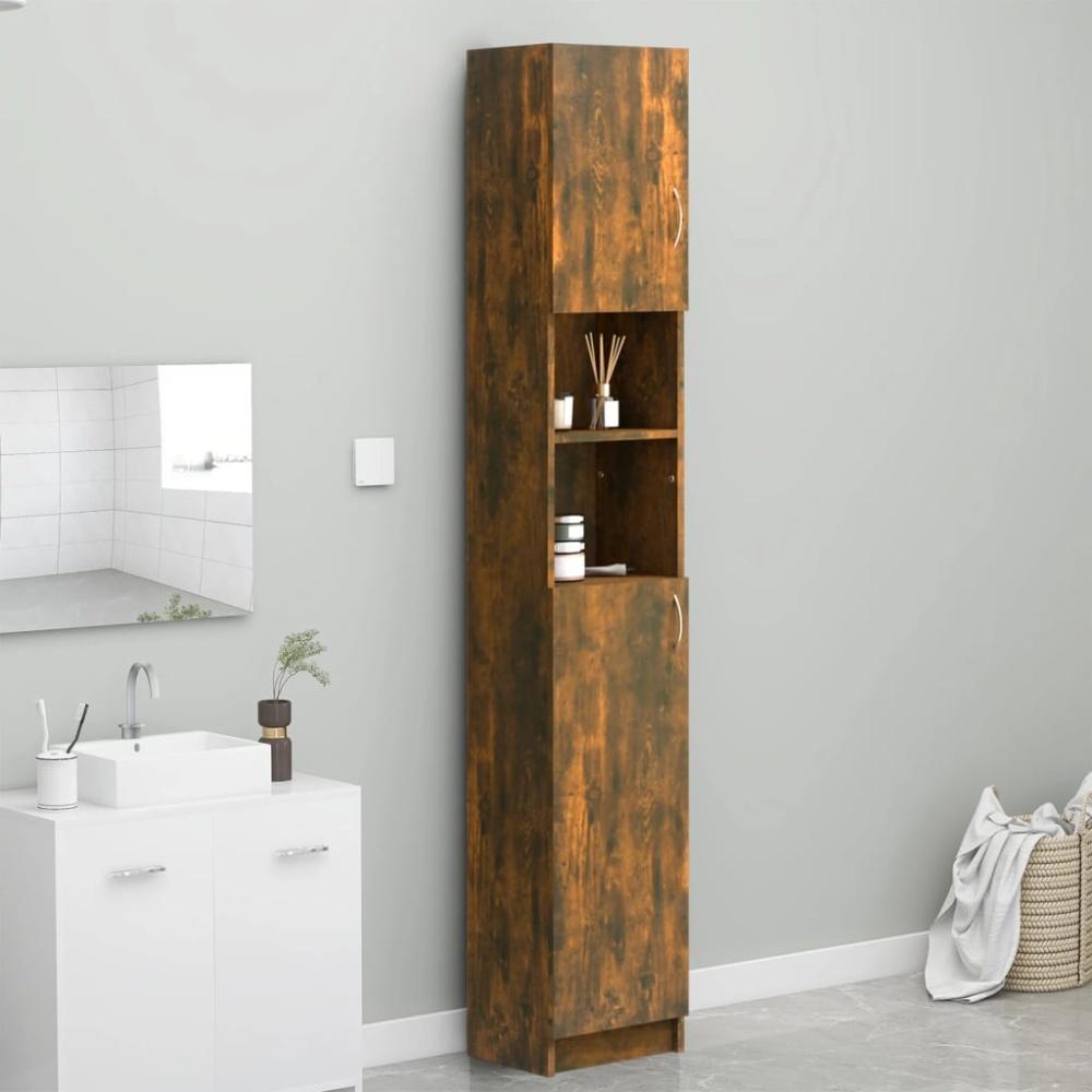 Badezimmerschrank Räuchereiche 32x25,5x190 cm Holzwerkstoff Bild 1