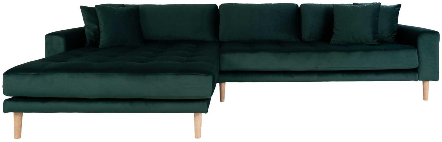 Lido Chaiselongue Sofa links Velour + 4 Kissen grün Couch Garnitur Wohnzimmer Bild 1