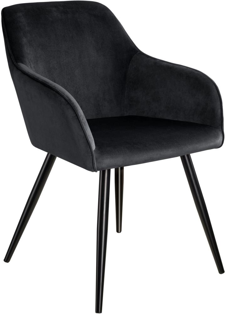 6er Set Stuhl Marilyn Samtoptik, schwarze Stuhlbeine - schwarz Bild 1