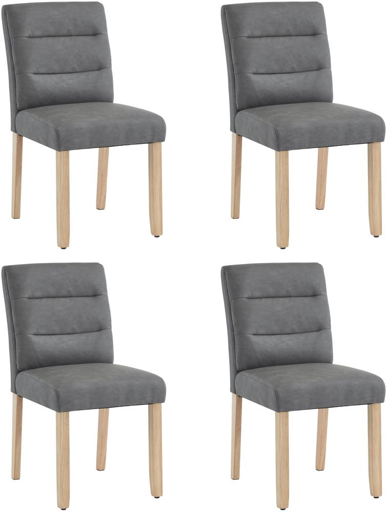 Merax Esszimmerstühle, 4er set, Stühle, moderne minimalistische Wohn- und Schlafzimmerstühle, Stühle mit Eichenbeinrücken, grau Bild 1