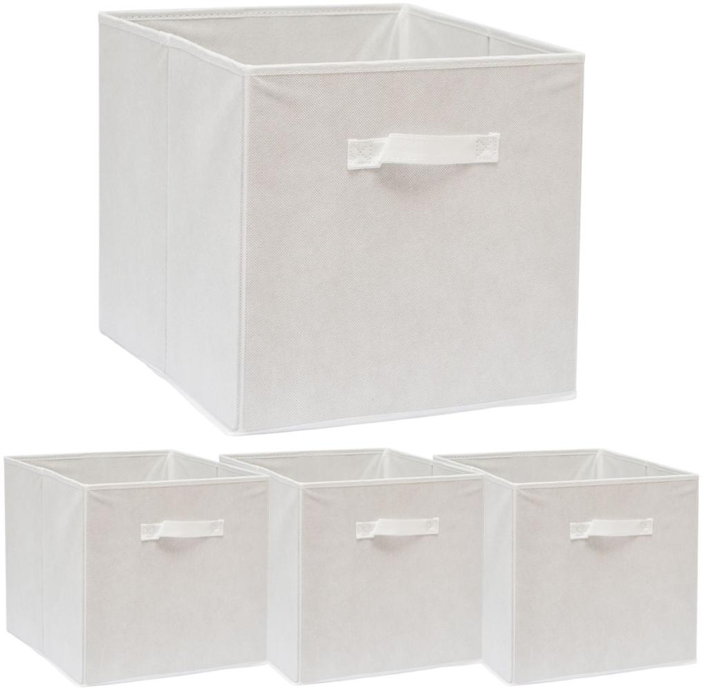4er Set Aufbewahrungsbox für Kallax Regal 33x38x33 Stoff mit Griff Faltbox Weiß Bild 1
