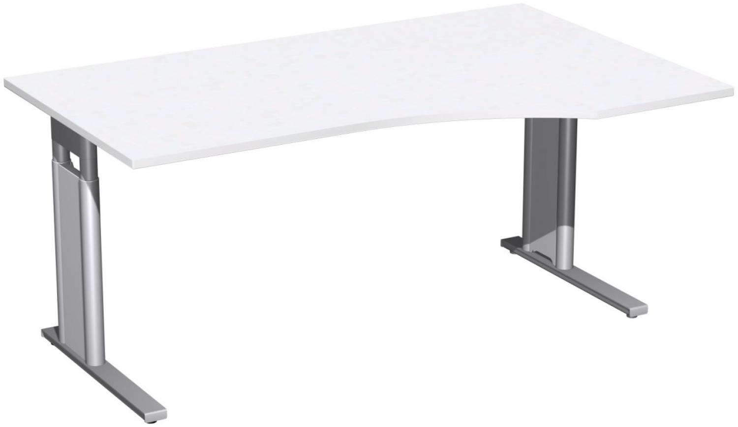 PC-Schreibtisch rechts, höhenverstellbar, 160x100cm, Weiß Silber Bild 1