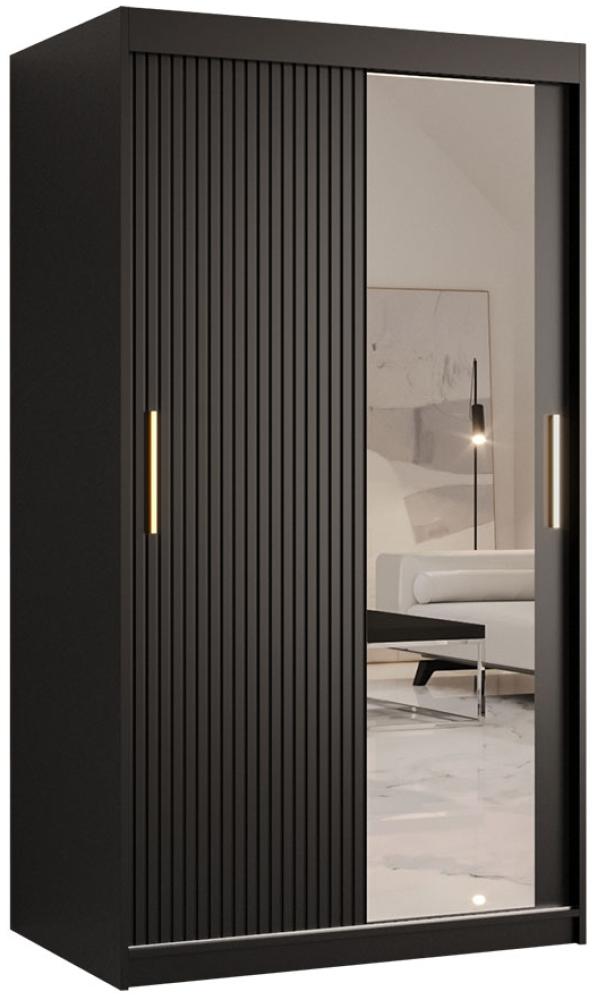 'Kirtan Slim 2' Kleiderschrank mit Frontspiegel, schwarz, 100 cm Bild 1