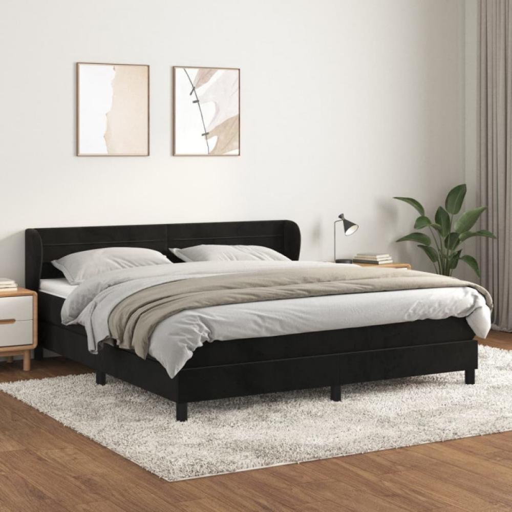 Boxspringbett mit Matratze Schwarz 180x200 cm Samt (Farbe: Schwarz) Bild 1